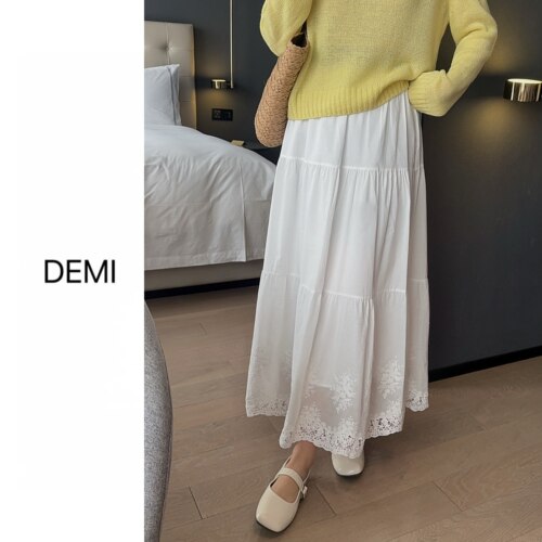 MISS RUILI定制 春季新款法式刺绣镂空蕾丝花边韩版半身裙F1706