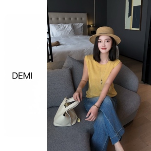 显白舒适圆领无袖 早春新款 叠穿百搭针织马甲F1734 RUILI定制 MISS