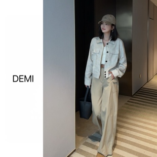 MISS 新款 韩版 单排扣天丝亚麻短外套女显瘦上衣F1840 RUILI定制