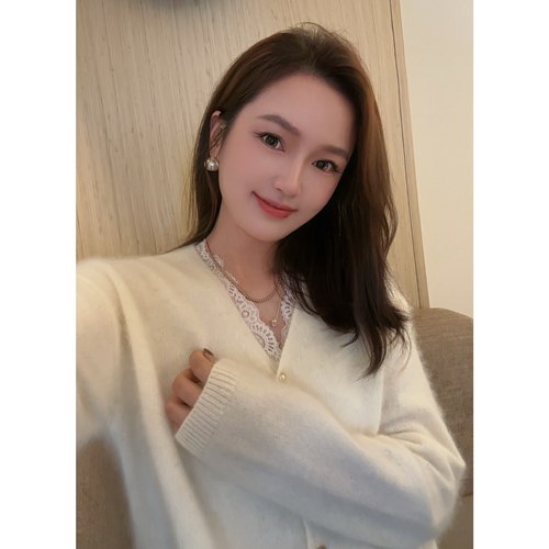 MISS RUILI定制   高货慵懒风简约单排扣气质温柔羊绒毛衣F2693
