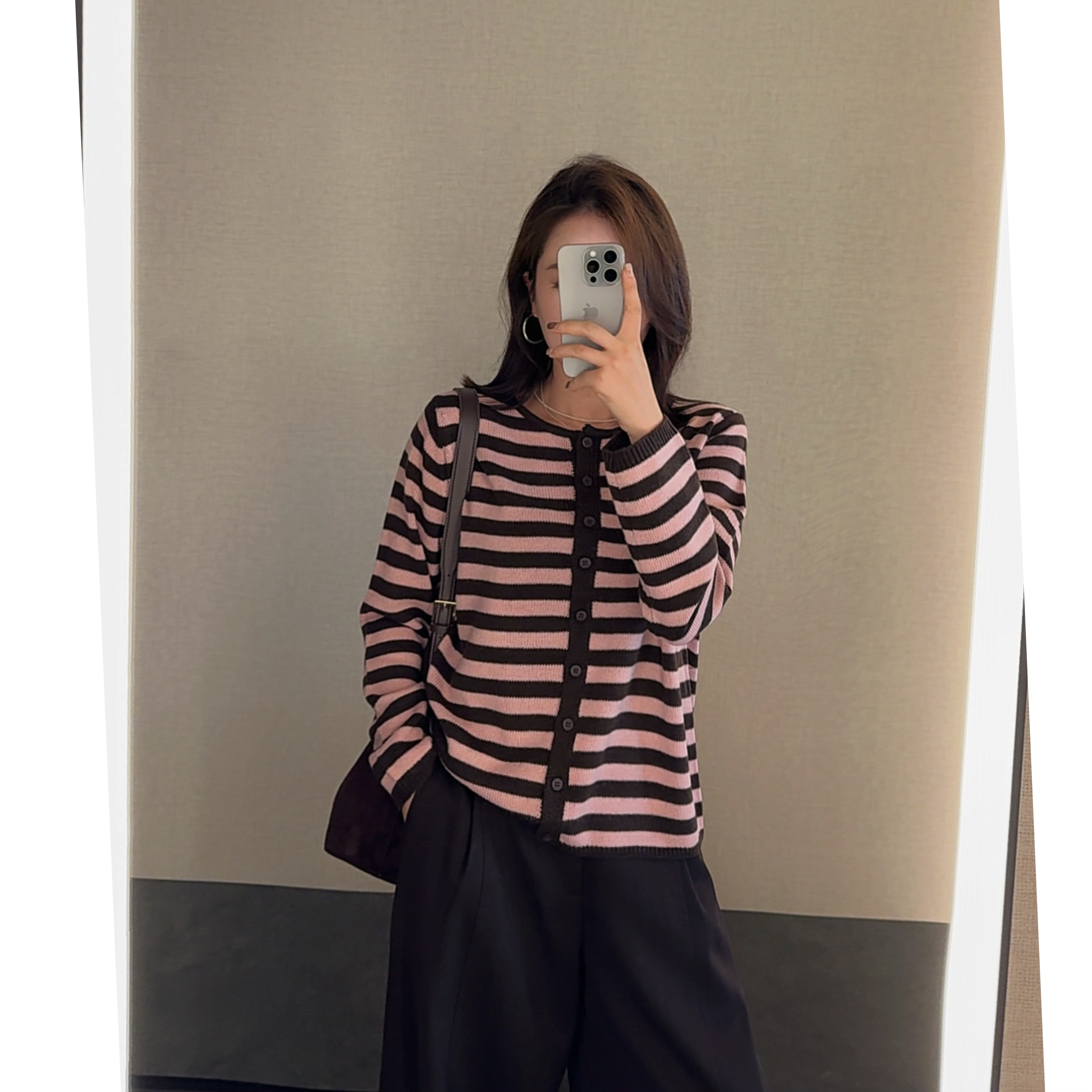 MISS RUILI定制   新款复古简约日常通勤韩系条纹针织上衣F2663
