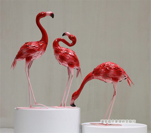 仿真飞禽火烈鸟模型铁艺装饰造景