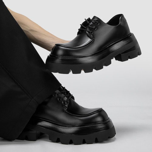 cleanfit高级感厚底7cm德比鞋男英伦风复古休闲百搭通勤皮鞋男潮