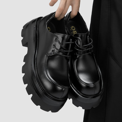 cleanfit高级感厚底7cm德比鞋男英伦风复古休闲百搭通勤皮鞋男潮