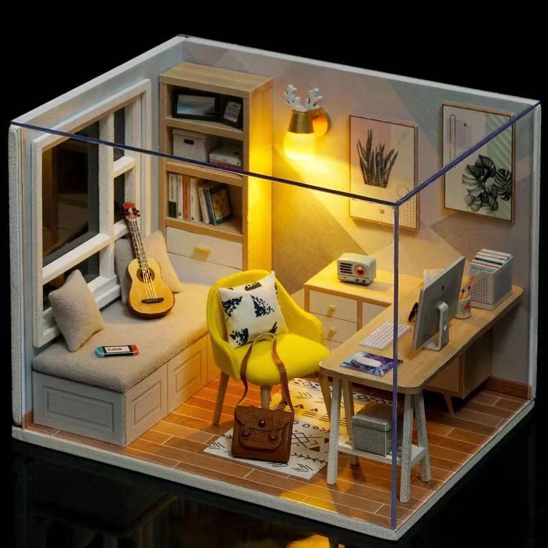 diy手工制作迷你款阳光书房拼装模型玩具男孩礼物女生小众高级