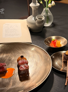 高级感金属餐具法式位上前菜盘西餐分子料理甜品盘意境菜盘牛排盘