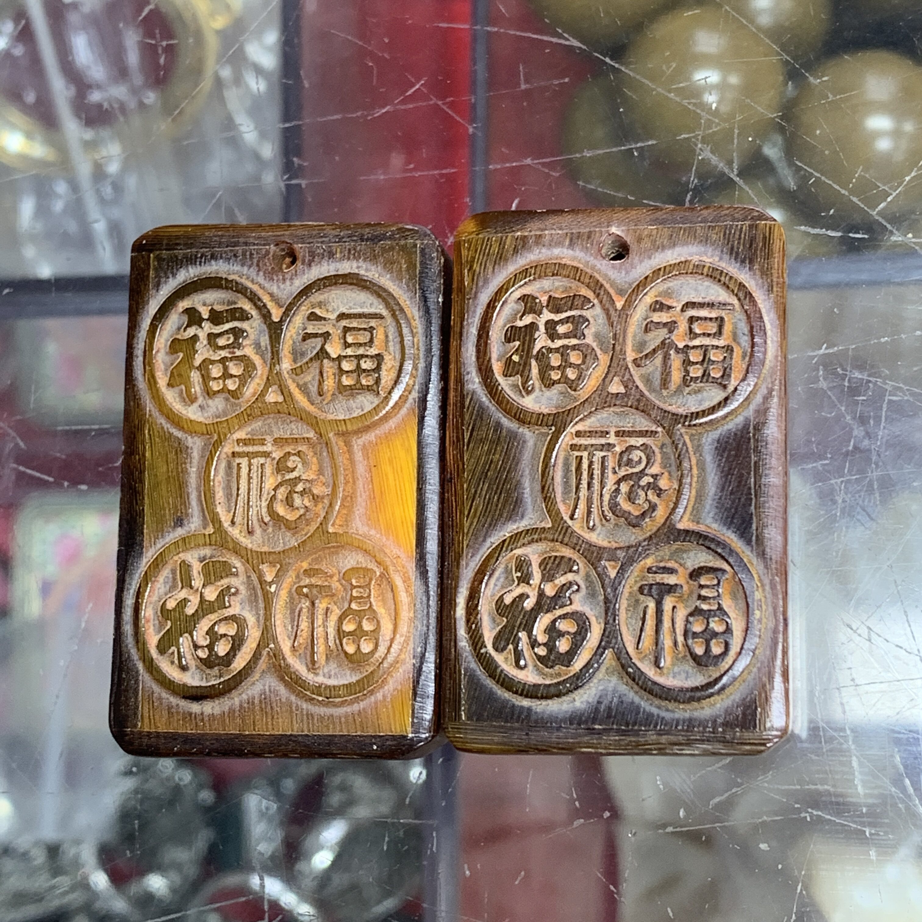 精品天然老牛角佛牌纯手工浮雕吊坠