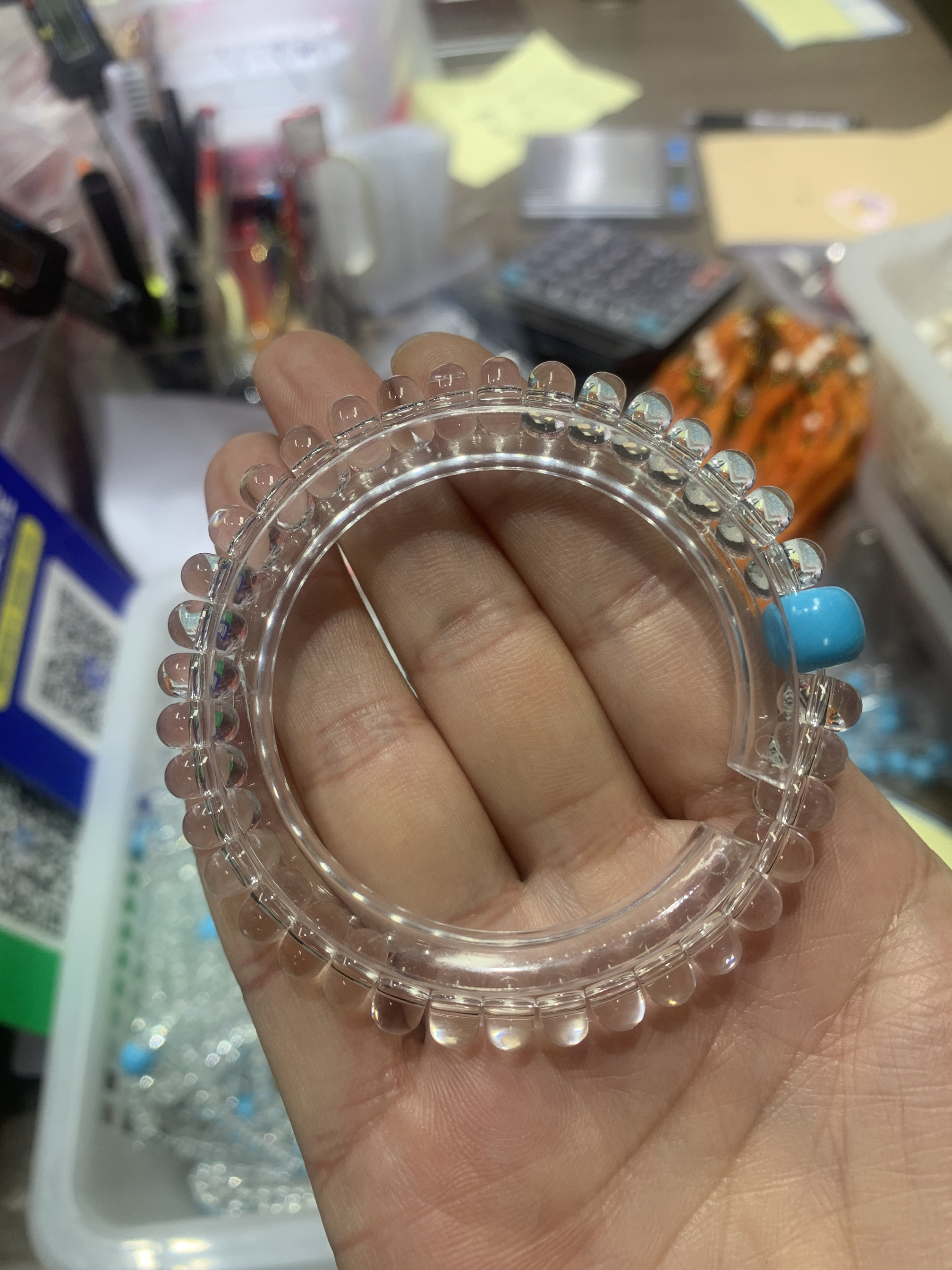 赵露丝同款全净体白水晶手链女手串绿松转运珠手链小众设计精致