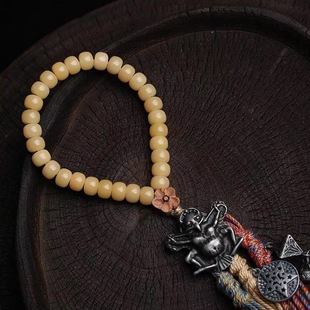 经典藏传老天铁大鹏金翅鸟搭配菩提手持把玩念珠高端文玩原创饰品