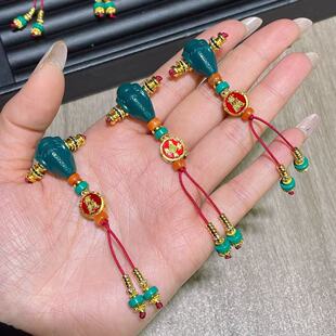 新品 琉璃天然绿松石套装配件藏式文玩diy散珠配饰