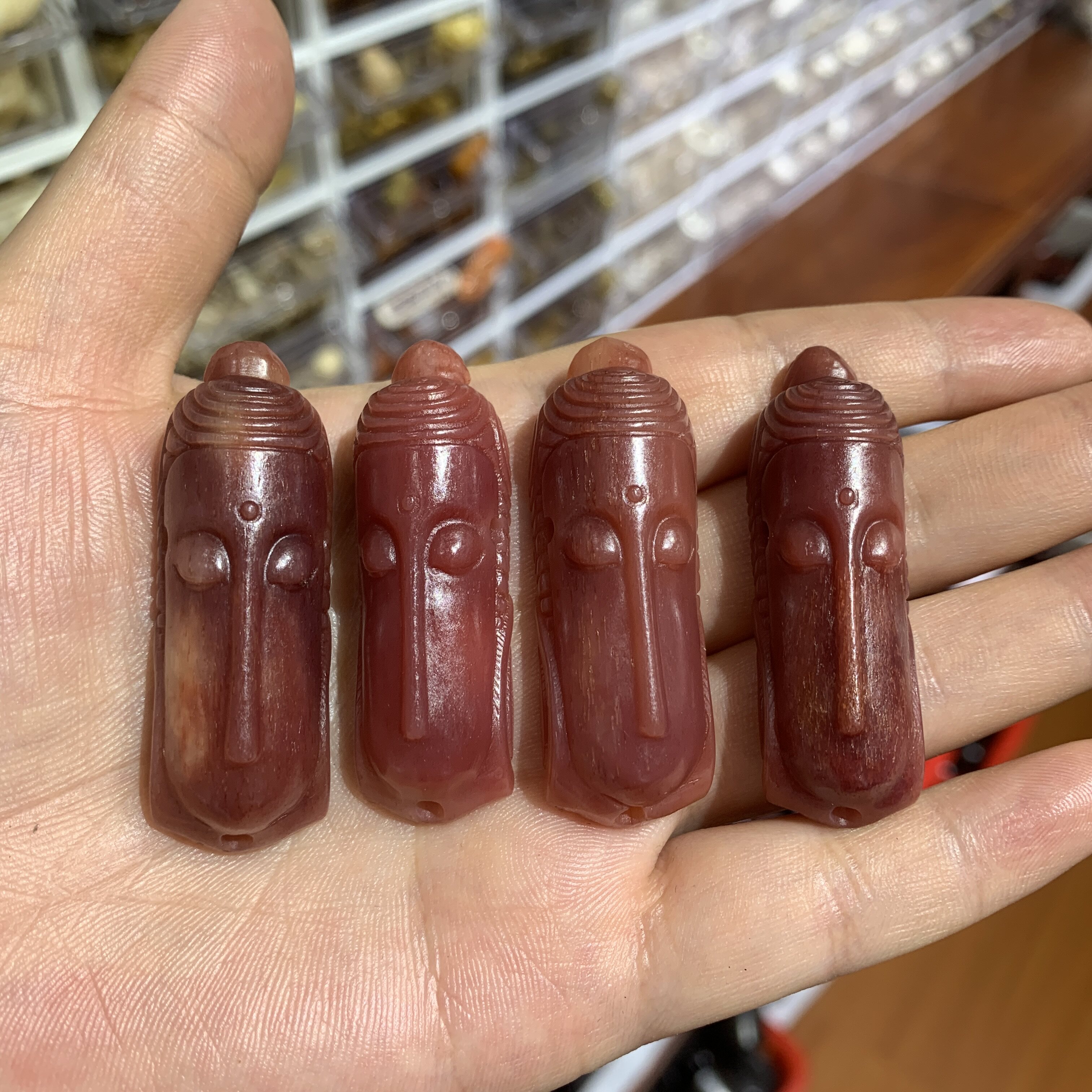 臧式驼骨雕刻长脸佛手工diy配件手链挂件配饰时尚百搭