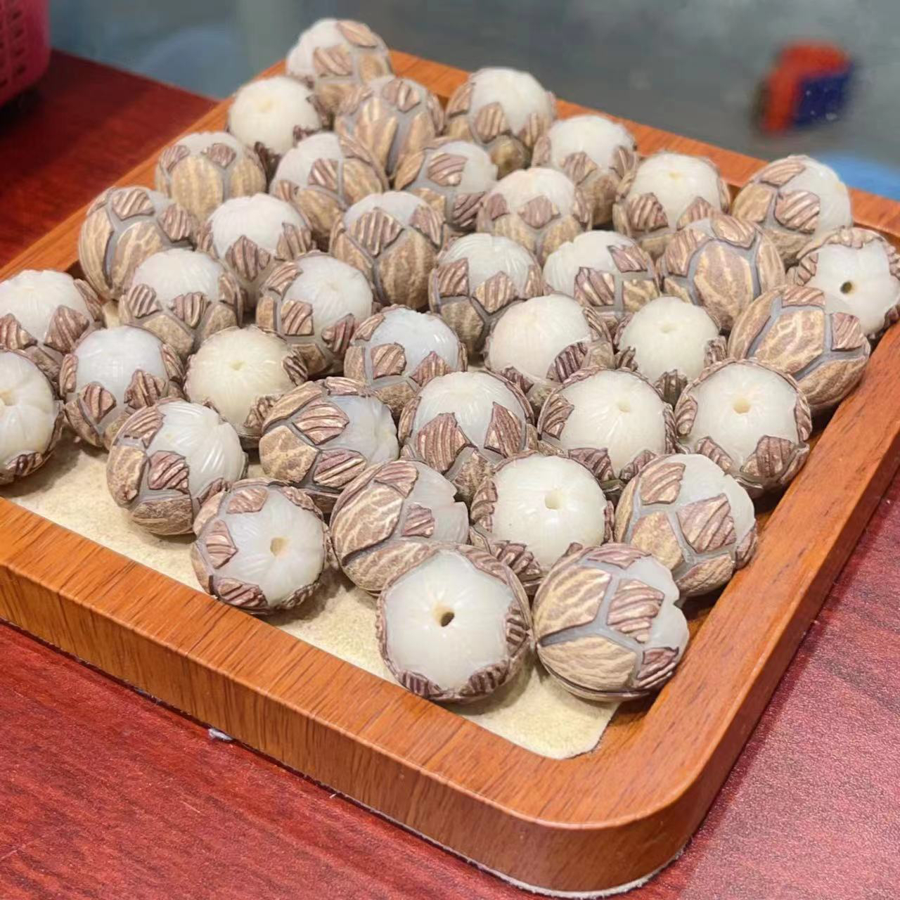 草田DIY配件菩提根手工雕莲花散珠菩提子珠子种子佛珠搭配热销