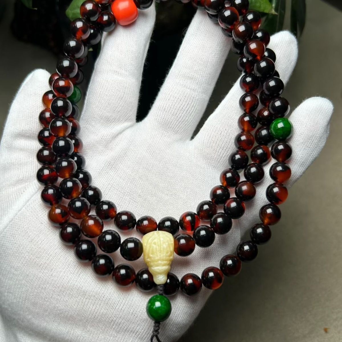 山龟壳花色108多圈手链9毫米手链满血文玩手把件复古工艺摆件饰品