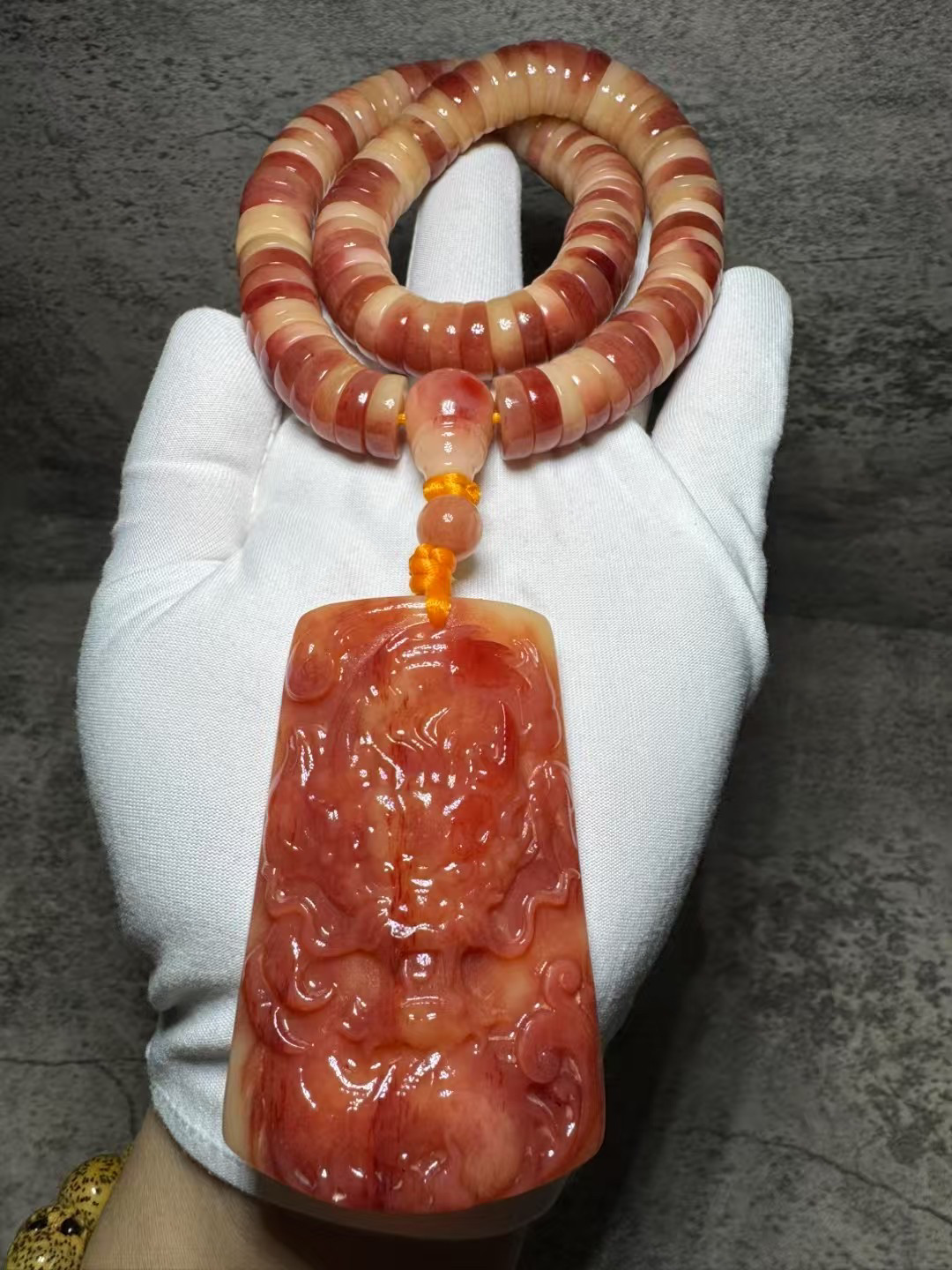 藏式天然骆驼骨手串满血骨头珠子手链切片小众文玩男红色手串