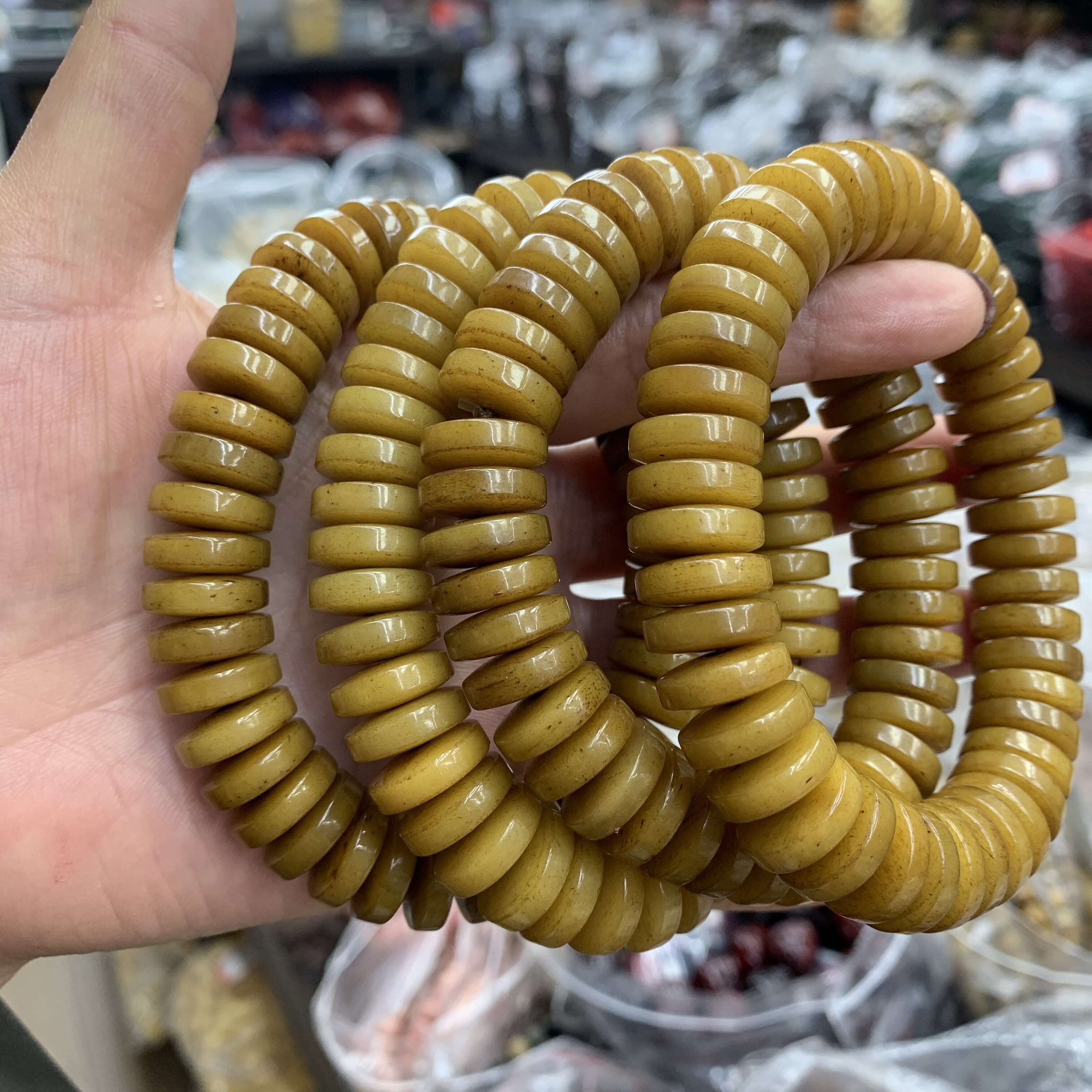 西藏天然牛骨手串把玩直切隔片手链男女复古DIY散珠