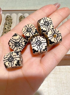 新款黄白色料器方块diy编织手绳项链文玩时尚配饰品佛珠手串配件