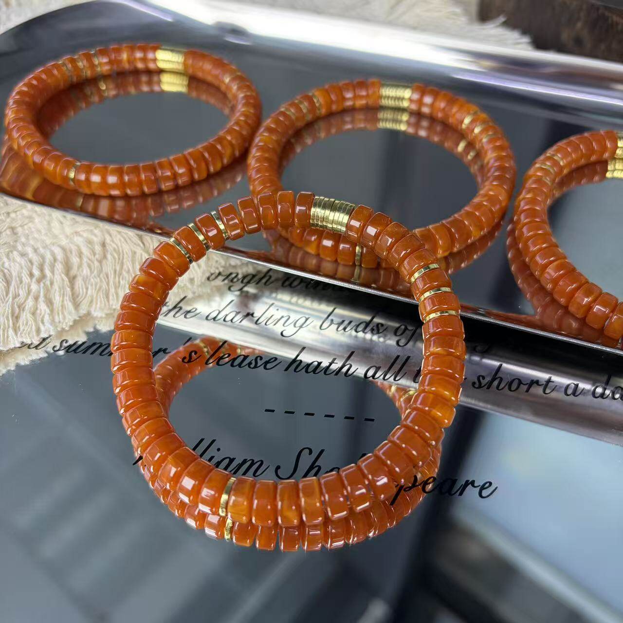 老蜜蜡直切药片文玩佛珠手串项链DIY饰品手链垫片隔片配件