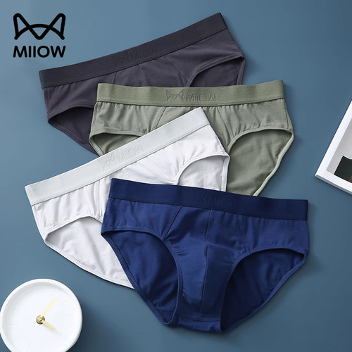 猫人男士内裤男三角纯棉透气石墨