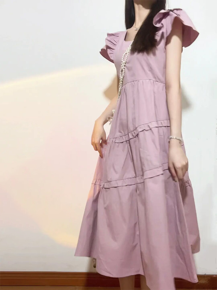 小冰定制紫色连衣裙夏季女