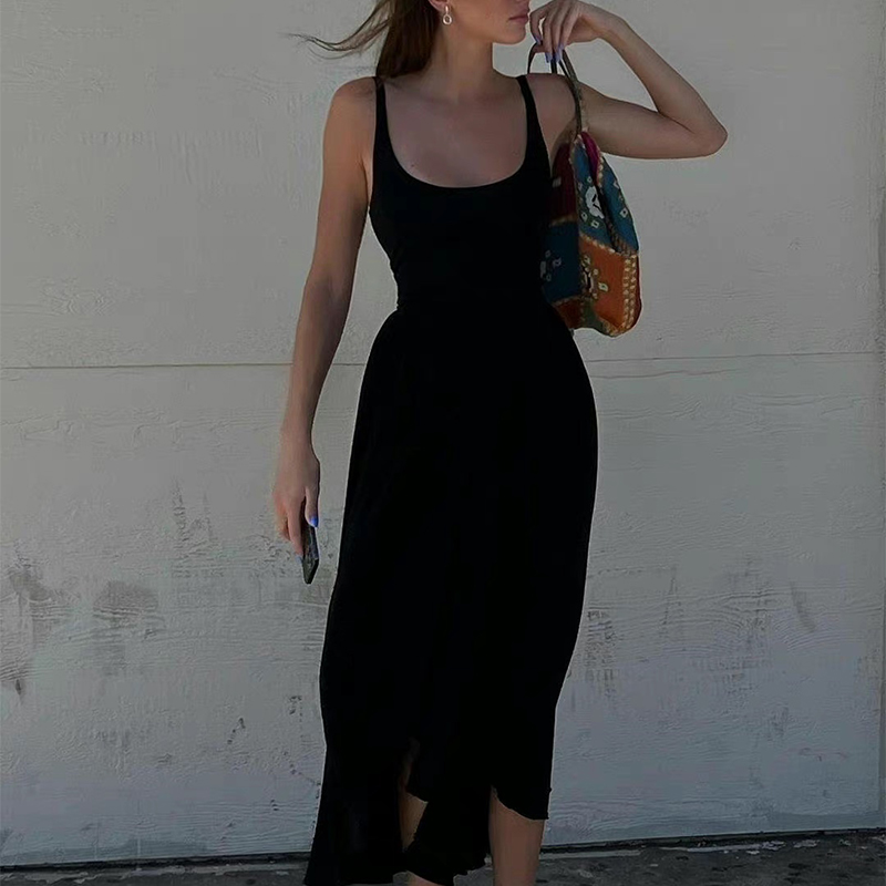 高级感夏季吊带肯豆裙