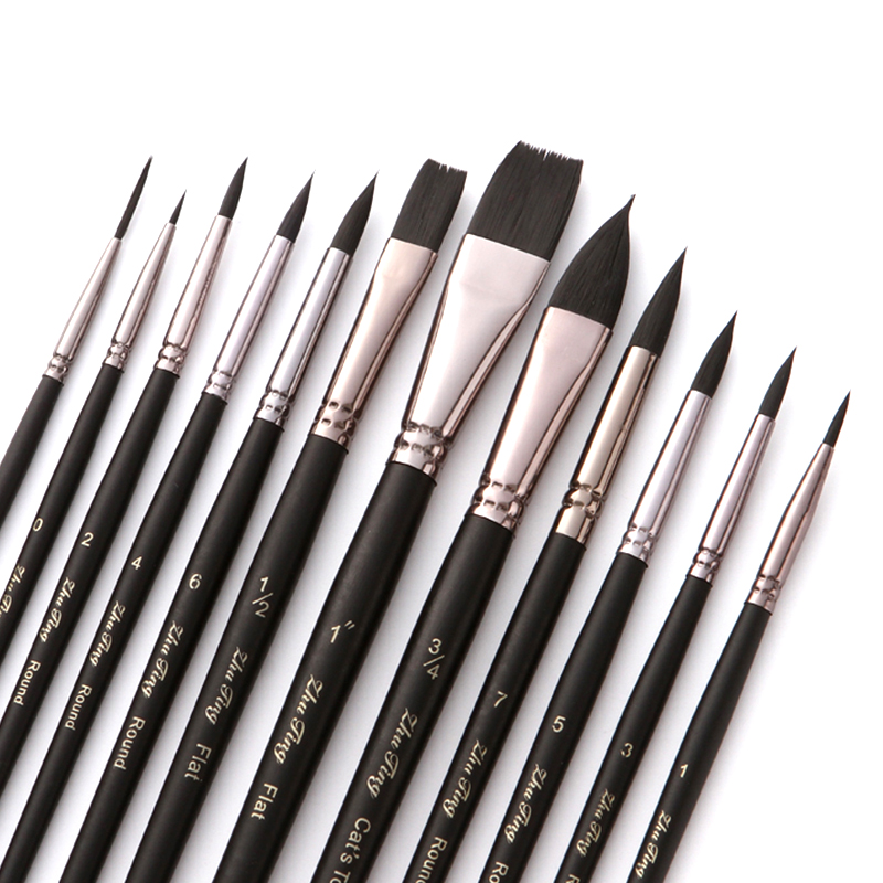 画笔尼龙毛竹亭适合水粉水彩丙烯