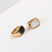 欧美跨境爆款 设计师极简夸张celi风金色平面贝壳戒指女ins潮人