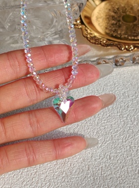 原创施家超闪水晶项链一款两戴气质简约百搭外出小饰品串珠锁骨链