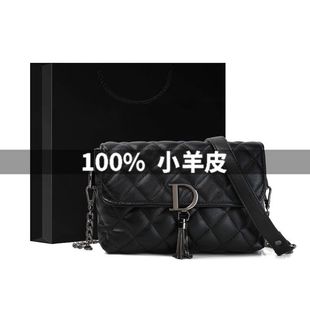 真皮菱格链条包包女小香风2026新款高级感软皮单肩斜挎小羊皮方包