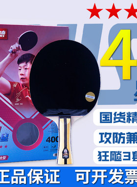 正品DHS红双喜四星乒乓球拍4星直拍3002横拍3006双面反胶3星球拍