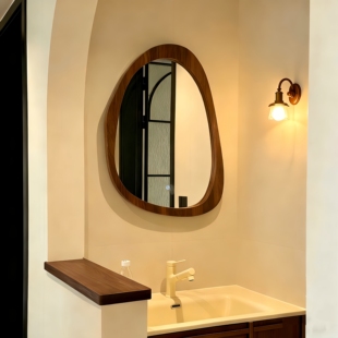 法式中古风卫生间浴室镜子挂墙镜子智能带灯壁挂镜子美式复古镜子