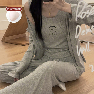 小个子显瘦可外穿家居服 长袖 带胸垫背心睡衣女春秋夏季 莫代尔大码