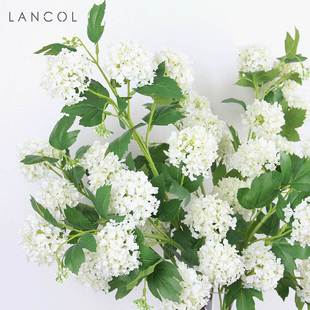 饰摆放绢花假花 白色木绣球插花搭配仿真花客厅橱窗装 Lancol 欧式