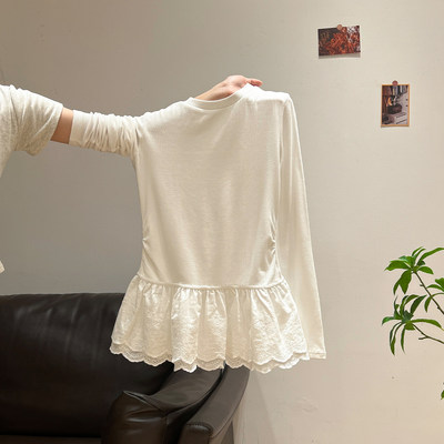 白色芭蕾蕾丝花边下摆长