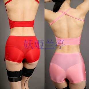内裤女士性感内衣女冰丝裤衩裙子闪光短裙套装透视短裙紧身塑身