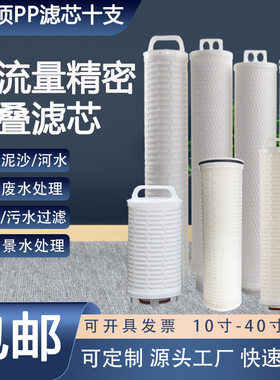 40寸大通量滤芯折叠膜滤芯PALL款M3款PK双圈款电厂5u水处理过滤芯