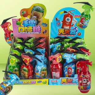 童年怀旧果味手雷灭火器流质喷雾嘴糖水枪饮料液体糖儿童零食糖果