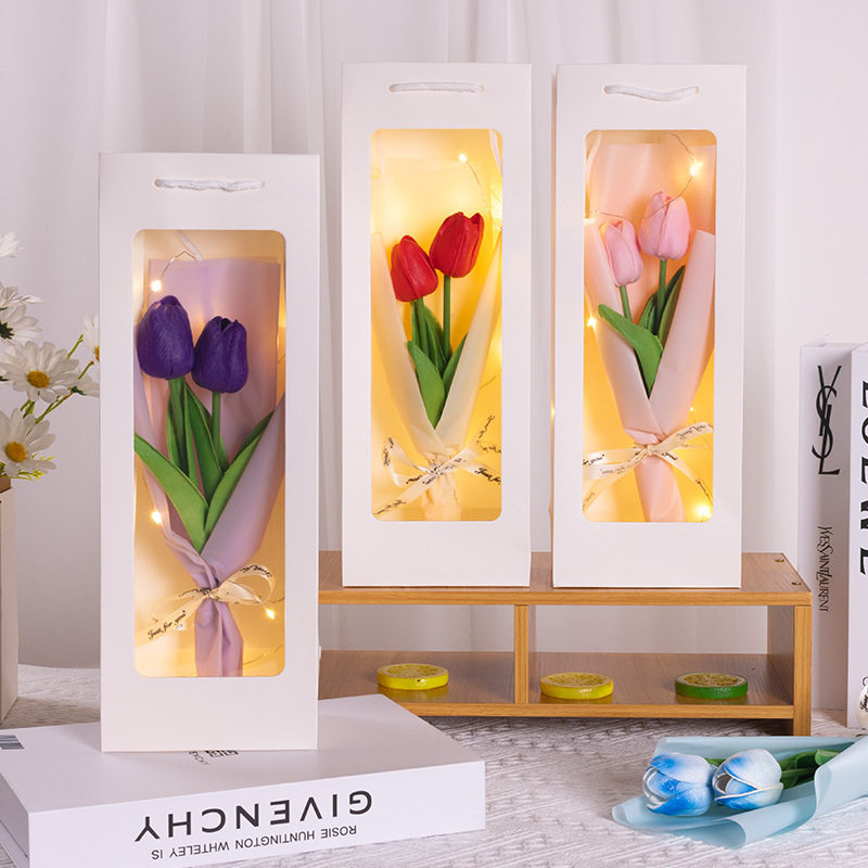 母亲节礼物郁金香花束成品手提发香皂花