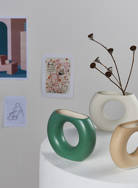 ins风韩国网红北欧陶瓷花瓶家居摆件民宿咖啡馆工作室装饰chic