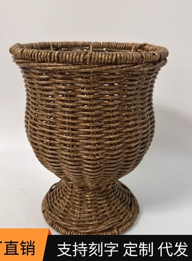 塑藤花瓶手工编织客厅插花瓶橱柜干花摆件拍照装饰道具水培器皿