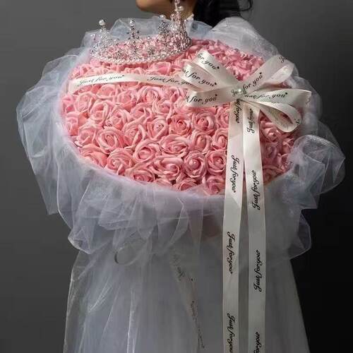 99朵玫瑰花束七夕情人节礼物送女友生日浪漫礼物香皂永生花情人节