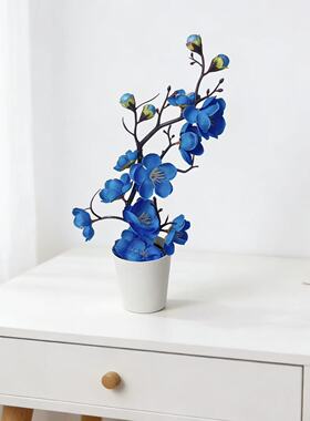 仿真花梅花盆栽景仿真花中式腊梅盆栽假花家居书房插花摆件装饰
