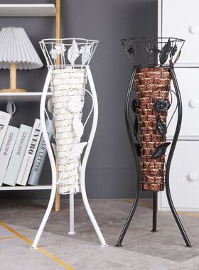 藤编铁艺木质仿陶瓷花瓶客厅干花插花落地大花瓶家居装饰花器摆件