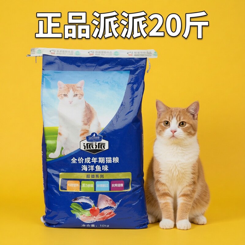 派派海洋鱼味成猫幼猫猫粮猫饲料10Kg20斤国产营养猫粮全价粮