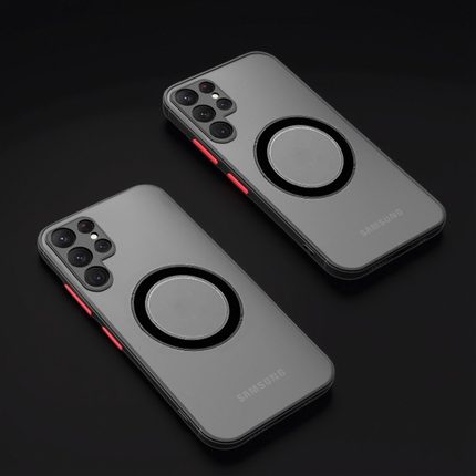 适用三星S24ultra磁吸手机壳磨砂S23plus肤感S21FE防摔全S23U全包note10+简约s22ultra保护套S10plus/note10+