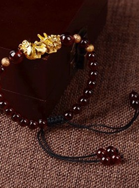 石榴石招财貔貅转运珠复古手链