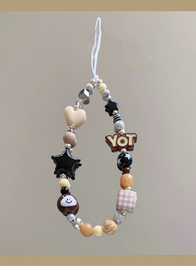 原创美拉德棕色复古手机挂件手机链ccd相机链