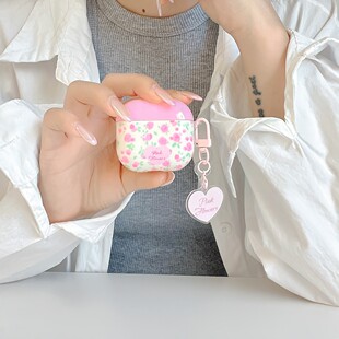 韩系清新碎花粉玫瑰适用苹果耳机保护套airpods4无线蓝牙耳机壳