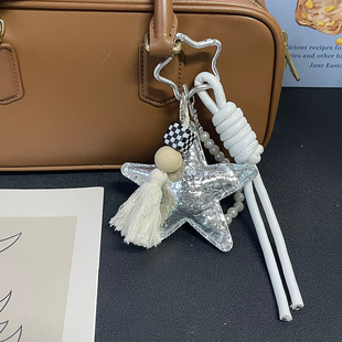 韩系金银甜酷珍珠亮片五角星星ins风包包挂件书包装饰钥匙扣挂链