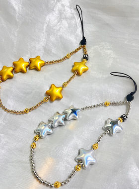 原创高亮电镀蓝星星DIY串珠相机ccd链手机链·银蓝星星泡泡