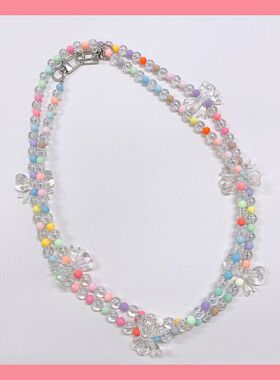 日韩ins风彩色珠蝴蝶结斜跨链通用百搭包包斜跨绳手机壳斜跨绳ccd